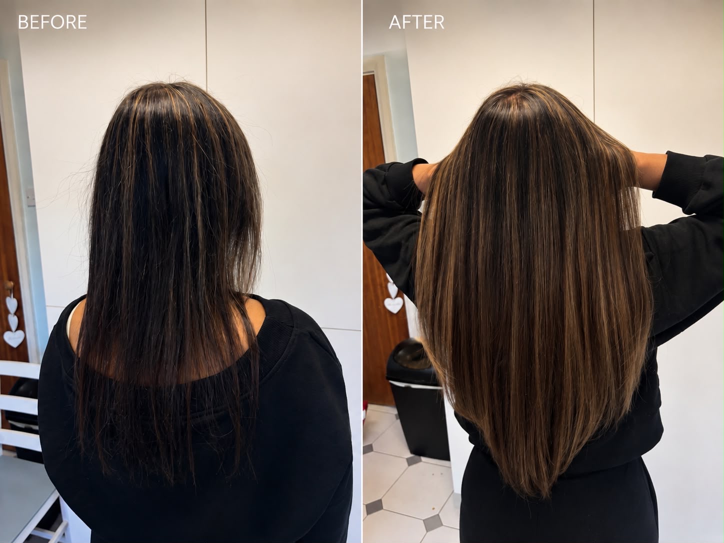 HI Hair brown highlight transformation